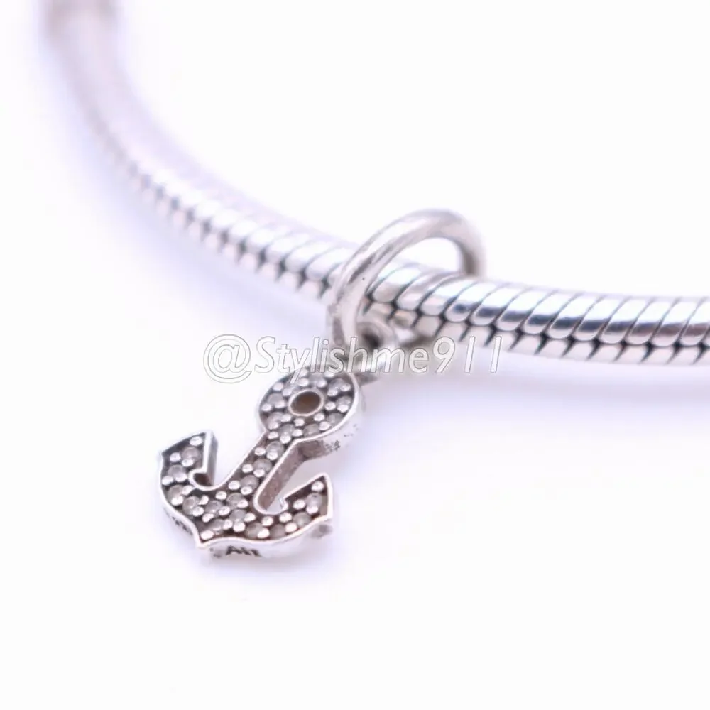 Authentic PANDORA Retired Anchor Dangle with Zirconia